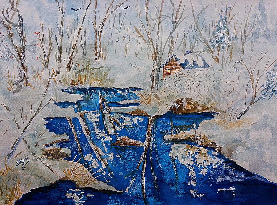 Winter Wonderland Catskills  Painting by Ellen Levinson