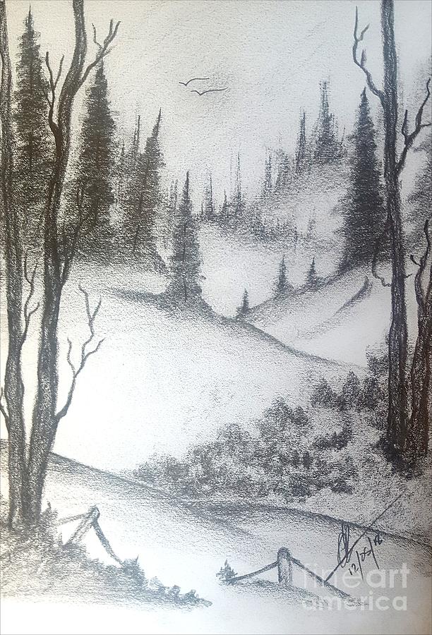 Winter Wonderland Drawing by Collin A Clarke Fine Art America