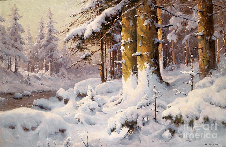 Winter Woodland in the Sunlight Painting by Celestial Images - Fine Art ...