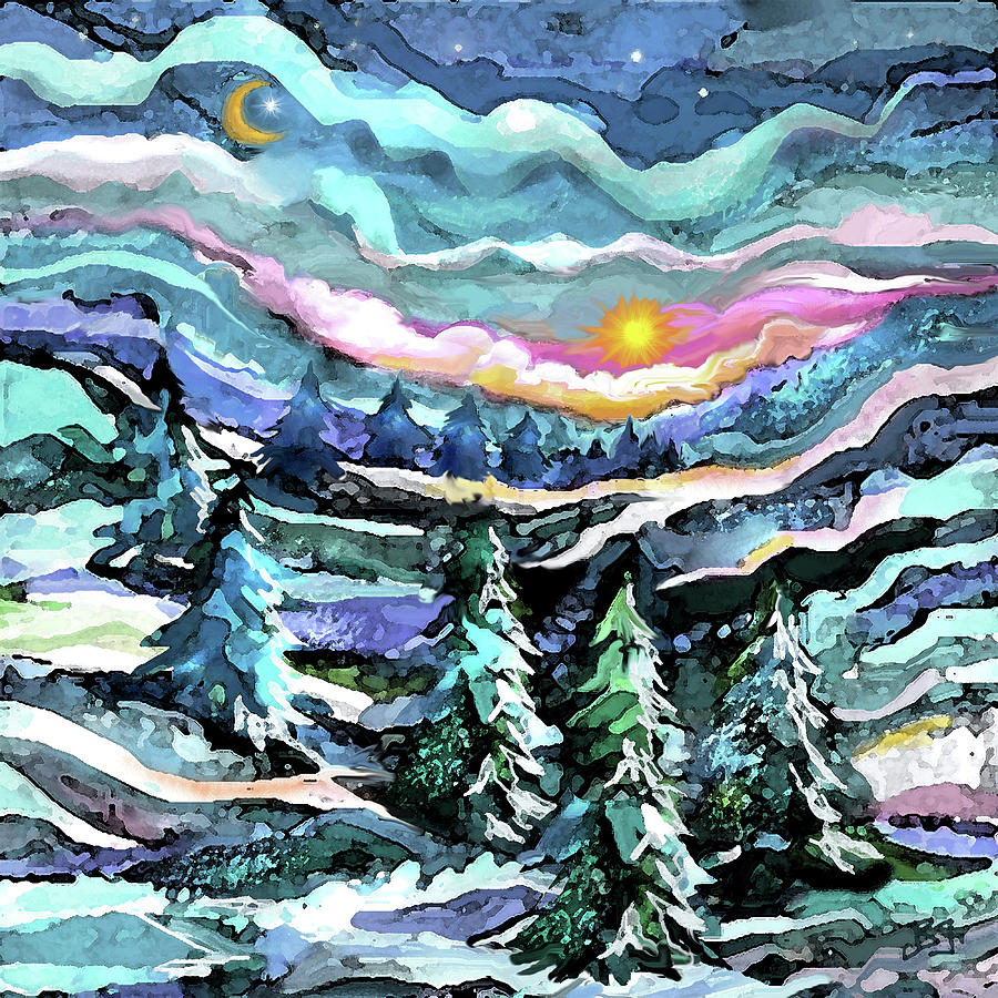 Winter Woods at Dusk Digital Art by Jean Batzell Fitzgerald