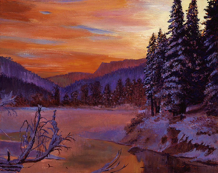 Winters Daybreak Painting by David Lloyd Glover