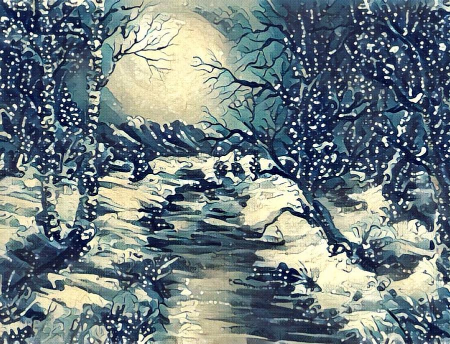Winters eve digital Painting by Megan Walsh