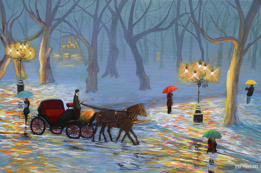 Winters Eve In Color Painting by Ken Figurski