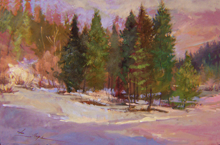 Plein Air Painting Painting - Winters Eve Plein Air by Betty Jean Billups Plein Air Painting Painting - Winters Eve Plein Air by Betty Jean Billups