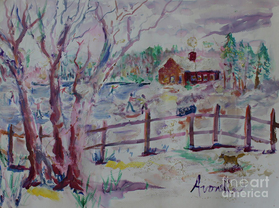 winter s joys painting by avonelle kelsey