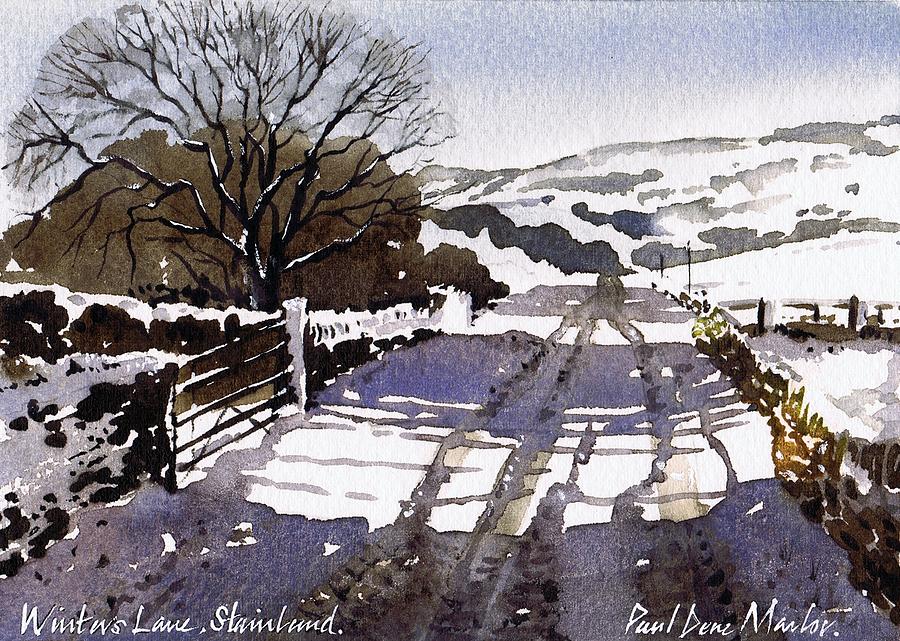 Winters Lane Stainland Painting by Paul Dene Marlor
