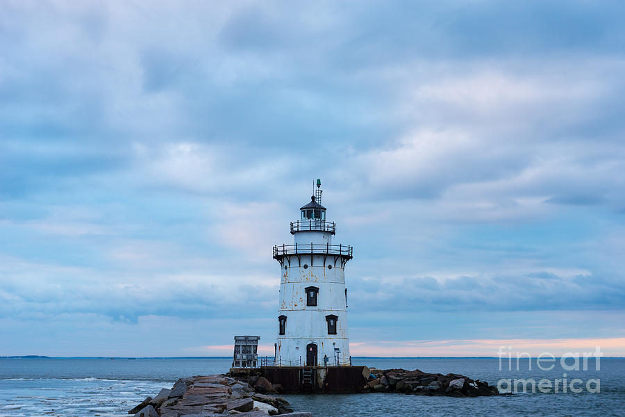 Winters Morn at Saybrook Breakwater - New England Lighthouse Photograph by JG Coleman