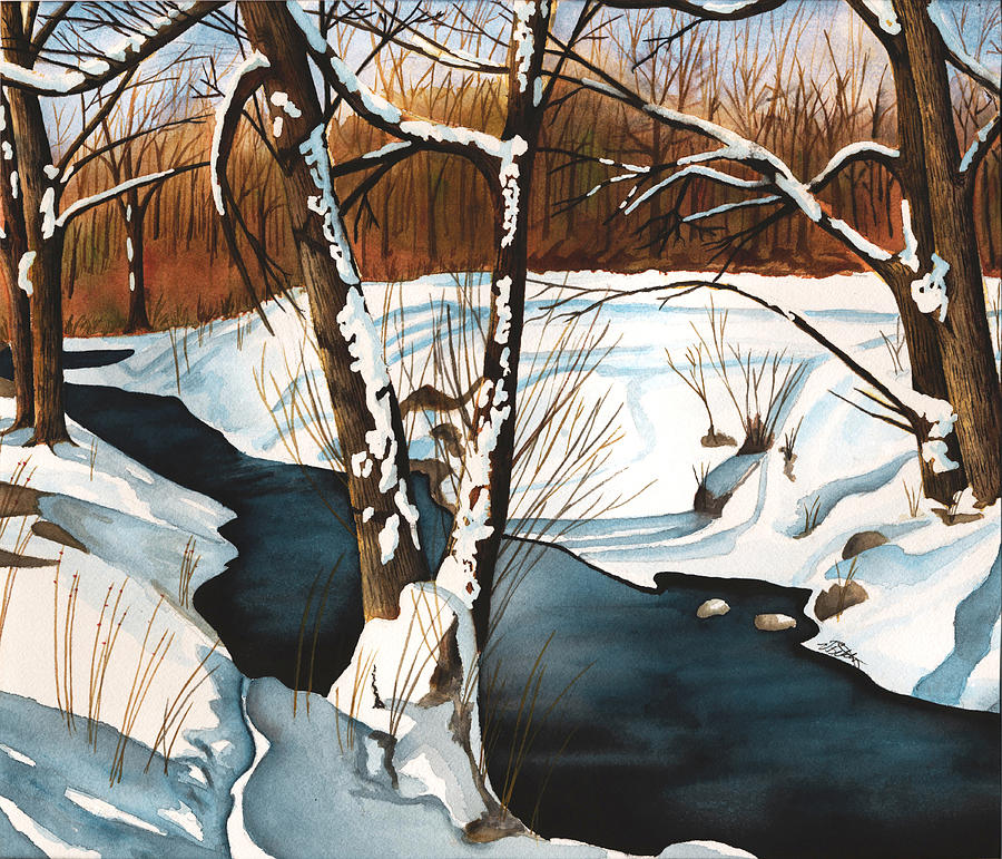 Winterscape Painting by Vic Ritchey
