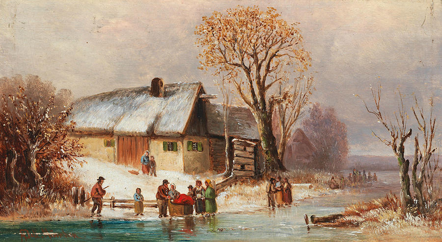 Wintery River Landscape  Painting by Anton Doll