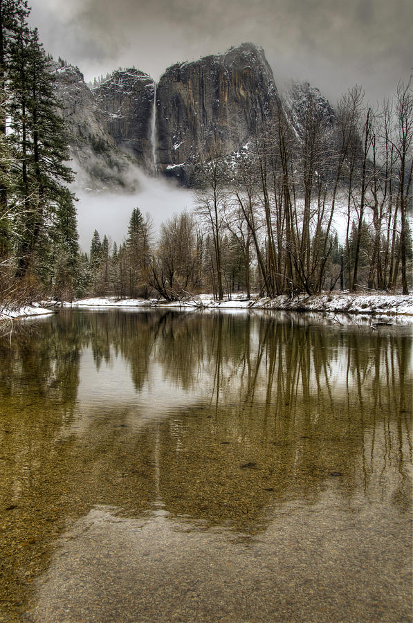 Wintery Upper and Lower Yosemite Falls  Photograph by Connie Cooper-Edwards