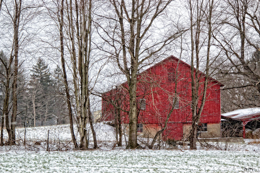 Wintry Barn Photograph by Skip Tribby