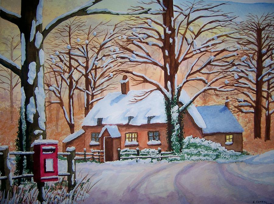 Wintry Evening Painting by B Kathleen Fannin
