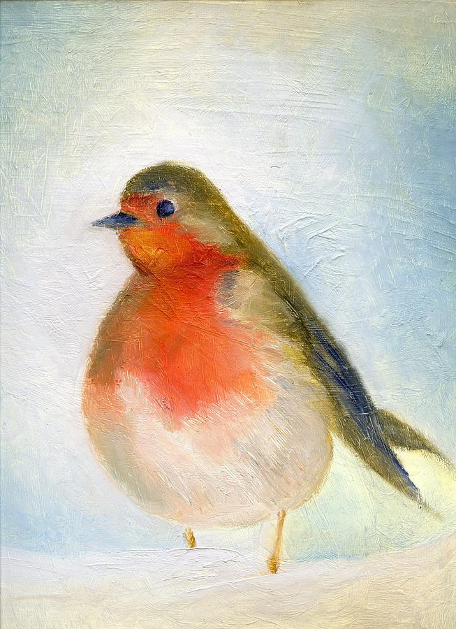 Robin Painting - Wintry by Nancy Moniz