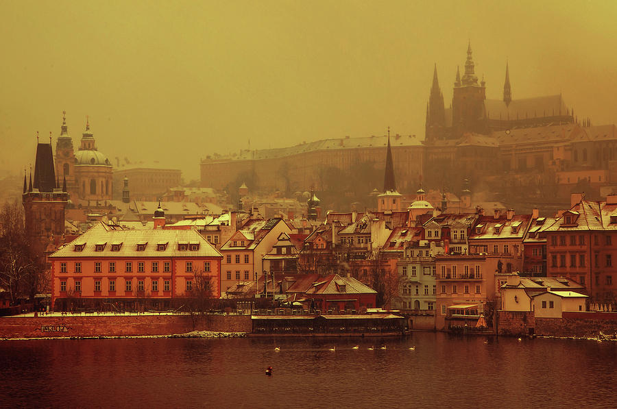 Wintry Prague. Vintage. March Snow Photograph by Jenny Rainbow