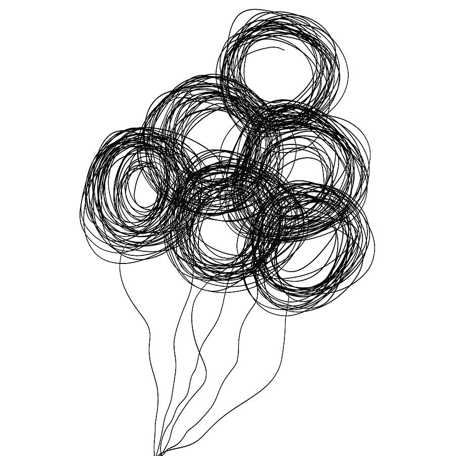 Wire Balloons Drawing by Bill Owen