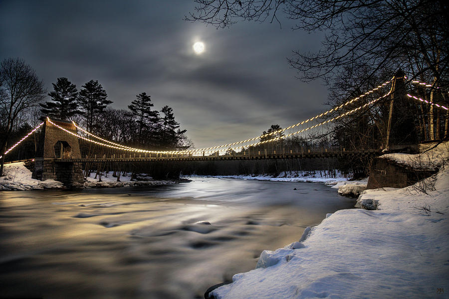 Wire Bridge Under a Full Moon Photograph by John Meader