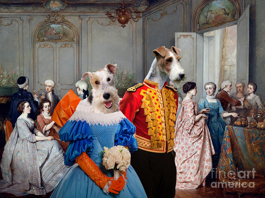 Wire Fox Terrier Art - Elegant Society Painting by Sandra Sij