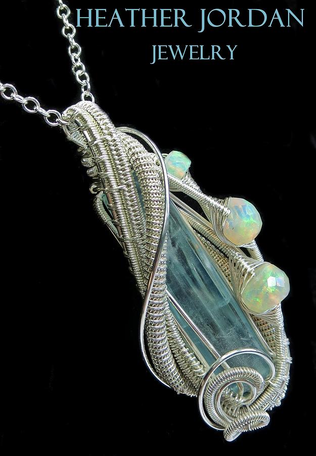 Aquamarine wire wrapped pendant