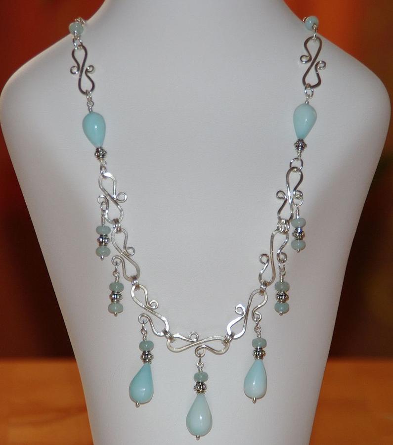 Wire wrapped HANDMADE ROMANTIC BLUE PERUVIAN OPAL Teardrops and ...