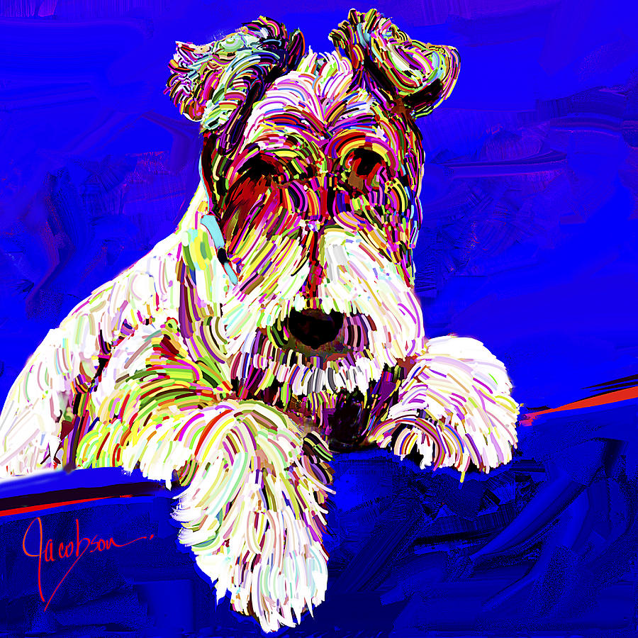 Wirehaired Fox Terrier Painting by Jackie Medow-Jacobson