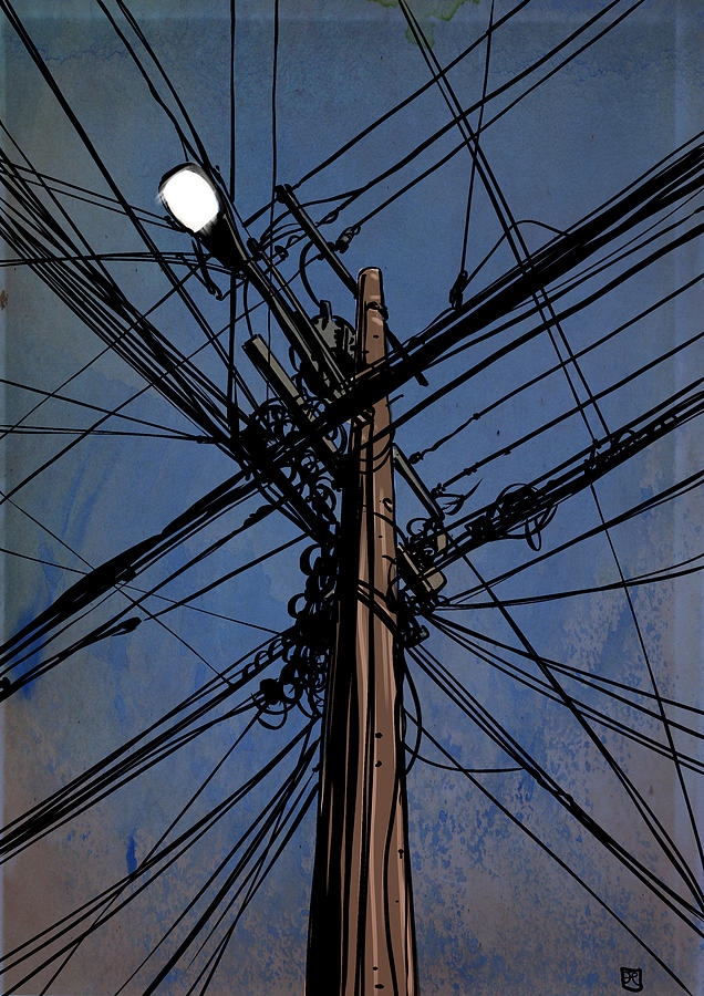 Landscape Drawing - Wires 02 by Giuseppe Cristiano