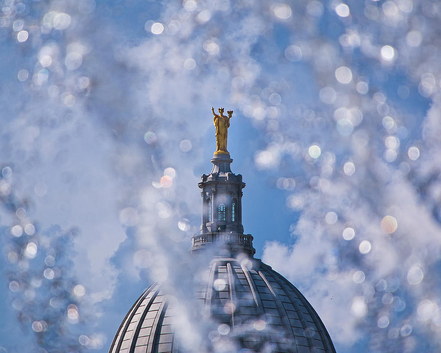 Wisconsin Capitol through Fountain Photograph by Steven Ralser