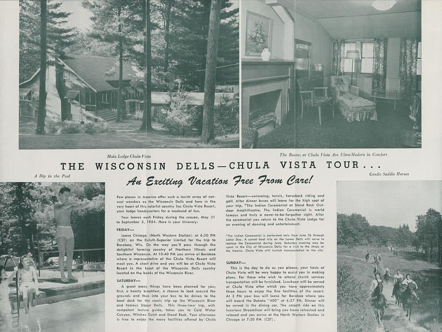 Wisconsin Dells - Chula Vista Tour Brochure Page Photograph by Chicago and North Western Historical Society