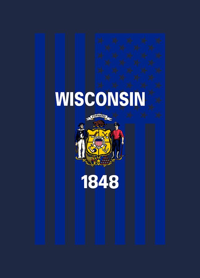 Wisconsin State Flag Graphic USA Styling Digital Art by Garaga Designs