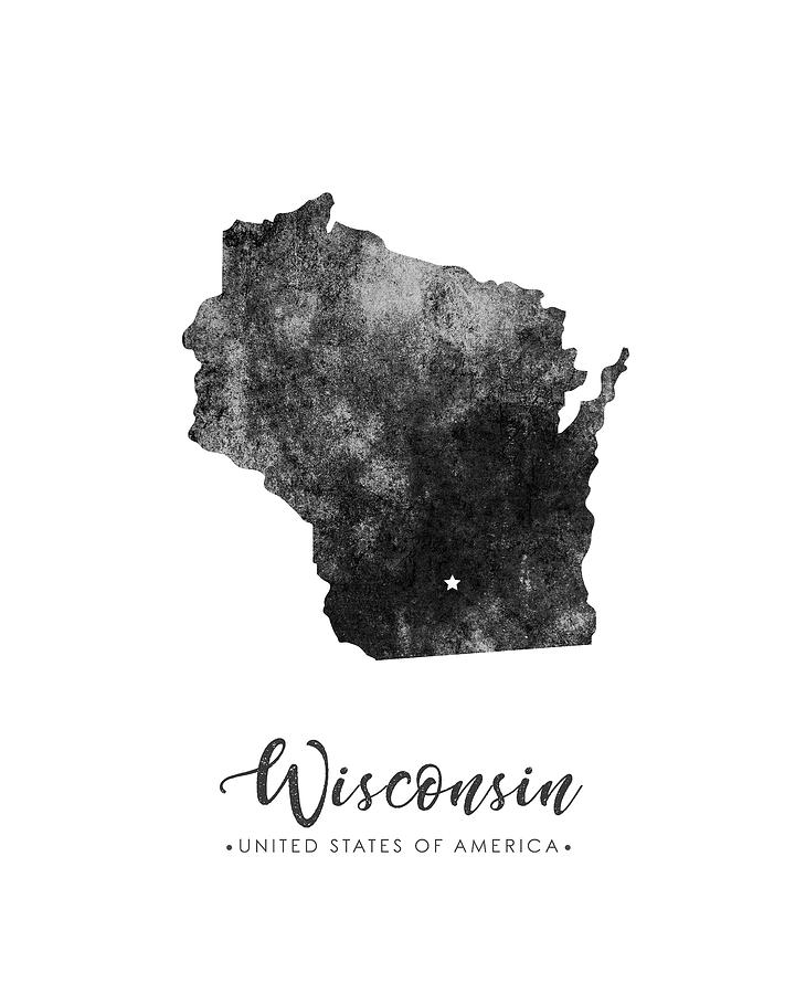 Wisconsin State Map Art - Grunge Silhouette Mixed Media by Studio Grafiikka