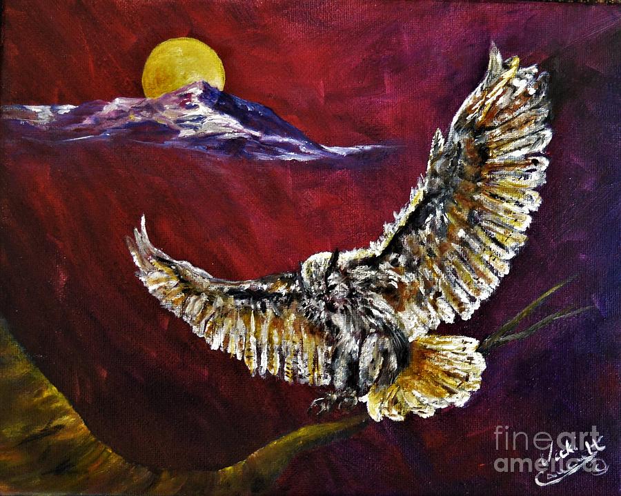 Owl Painting - Wisdom Listens by Vicki Caucutt