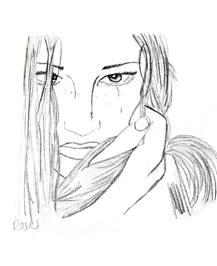 Wise girl without quote Drawing by Rebecca Wood
