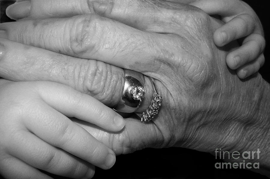 Black And White Photograph - Wise Hands by Laura Brightwood