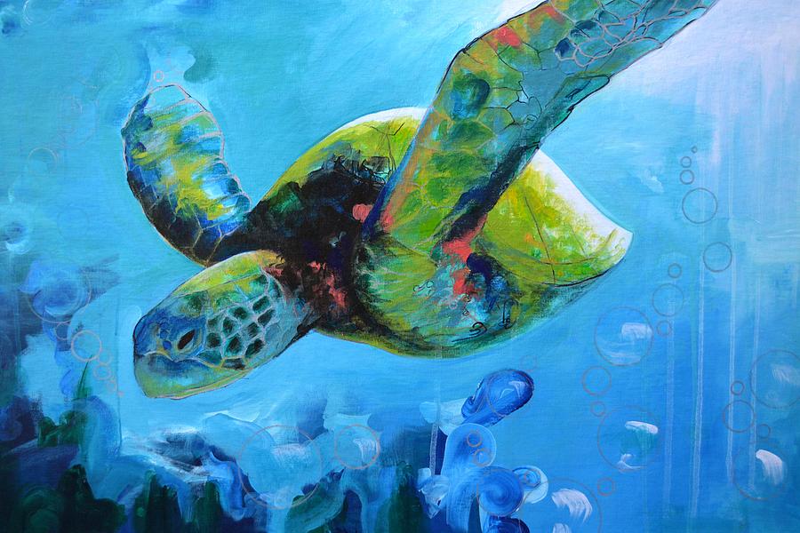 Turtle Painting - Wise Ocean Traveler by Alec Falle Hamilton