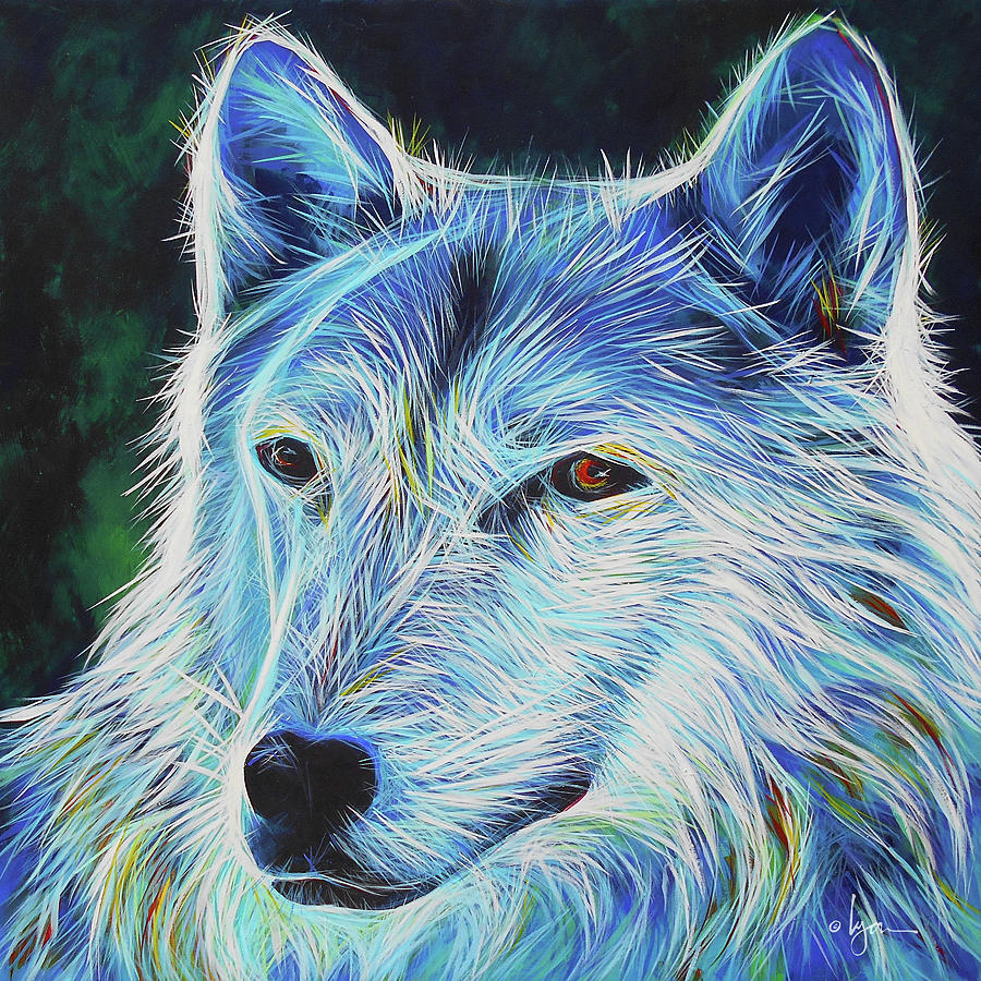 Wise White Wolf Painting by Angela Treat Lyon