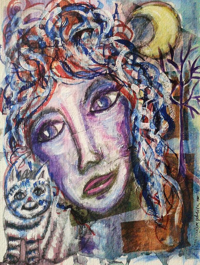 Wise Woman and her Young Familiar Mixed Media by Mimulux Patricia No