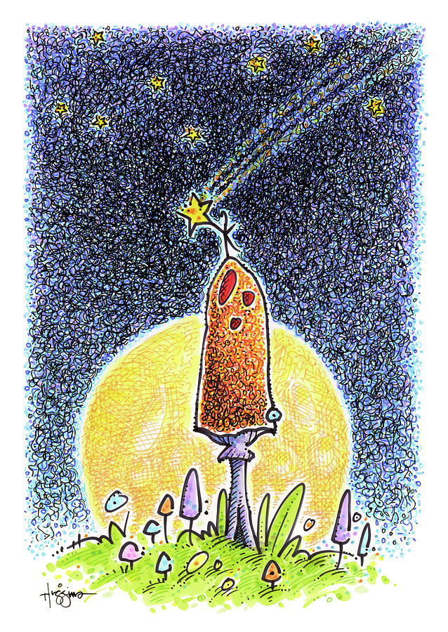 Wishing Mushroom Star Drawing By James Higgins