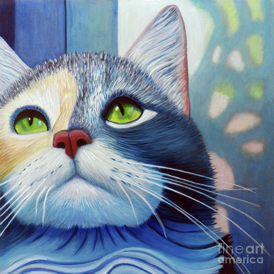 Cat Painting - Wishing on a Star by Brian  Commerford