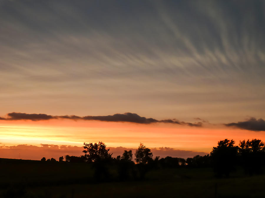 Sunset Photograph - Wispy Clouds at Sunset by Cynthia Woods