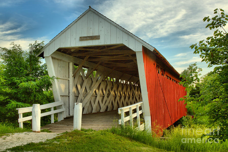 Wispy Clouds Over The Imes Covered Bridge Photograph by Adam Jewell