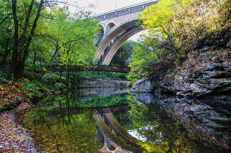 Wissahickon Creek Under the Henry Avenue Bridge Photograph by Bill Cannon