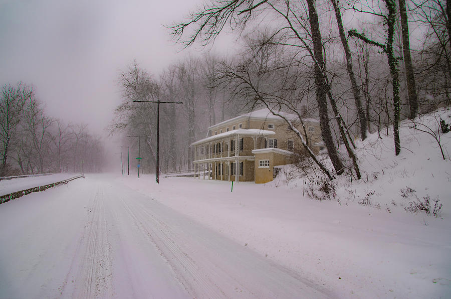 Wissahickon Hall 0n Lincoln Drive in the Snow Photograph by Bill Cannon
