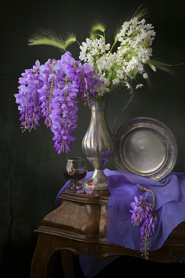Wine Photograph - Wisteria and Allium ursinum by Giovanni Allievi