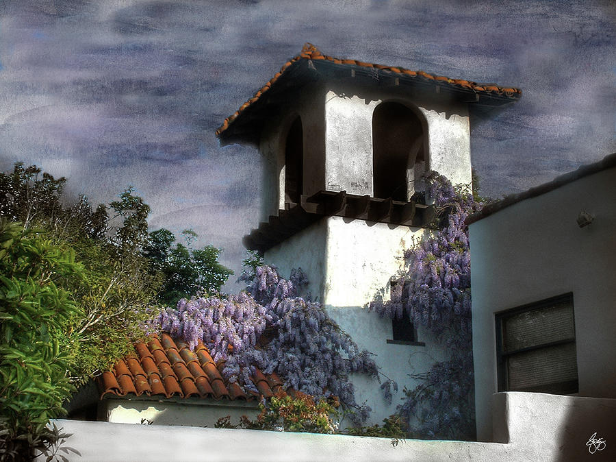 Wisteria on a Spanish Tower Photograph by Wayne King