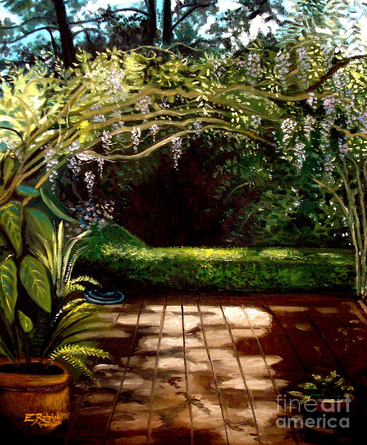 Wisteria Shadows Painting by Elizabeth Robinette Tyndall