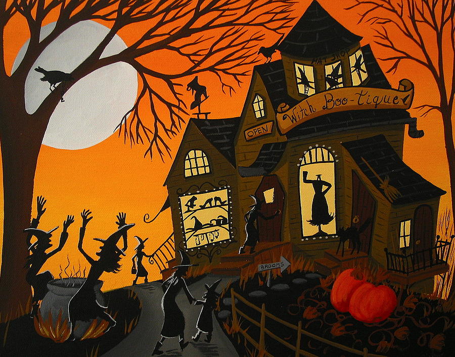Witch Bootique Painting by Debbie Criswell