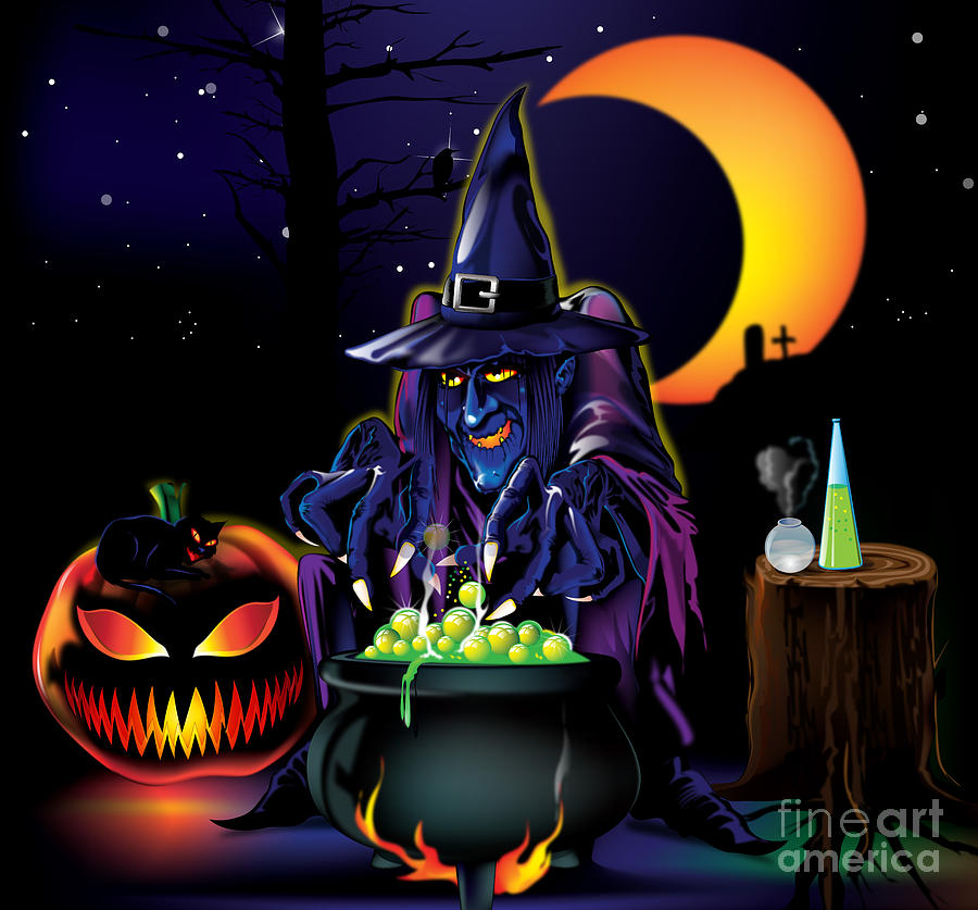 Halloween Digital Art - Witch by Brian Gibbs
