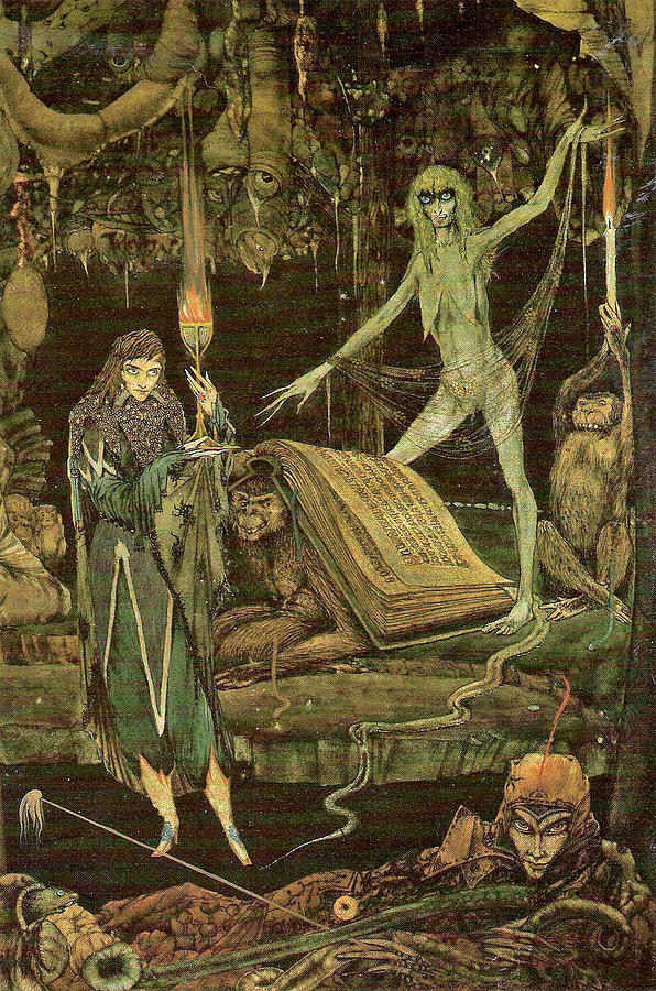 Book Painting - Witch from Faust by Harry Clarke