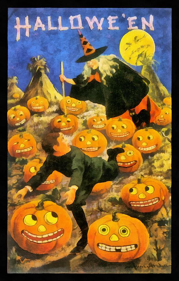 Witch In The Pumpkin Patch Photograph by Unknown