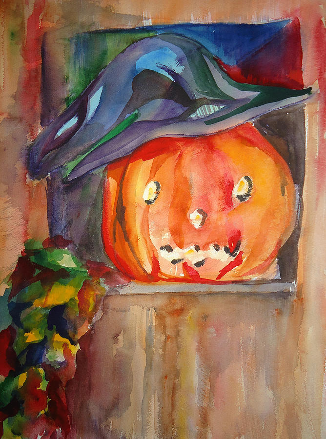 Witch Pumpkin Painting by Charme Curtin