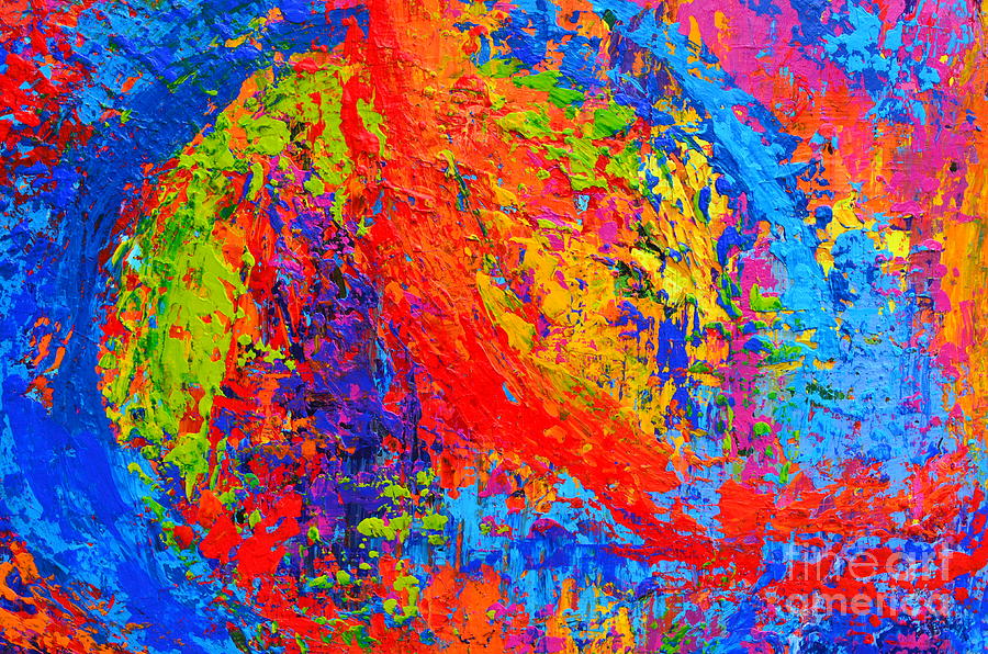 Within Circles - Colorful Modern Abstract Painting Palette Knife work Painting by Patricia Awapara